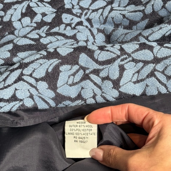 Boden Blue Floral Mini Skirt Size 12R | Coastal Preppy Wool Blend Classic - Picture 9 of 9